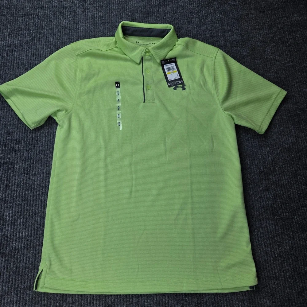 Under Armour Heat Gear Tech Polo Mens Medium Green Short Sleeve Golf 1290140